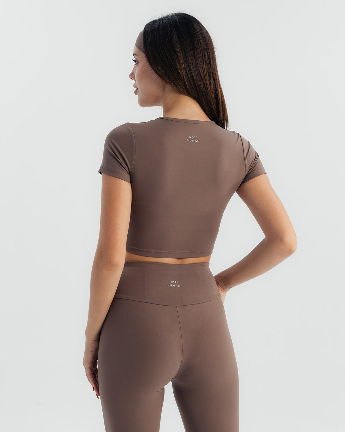 Soft Stretch Crop Fitted T-Shirt - Dusty brown