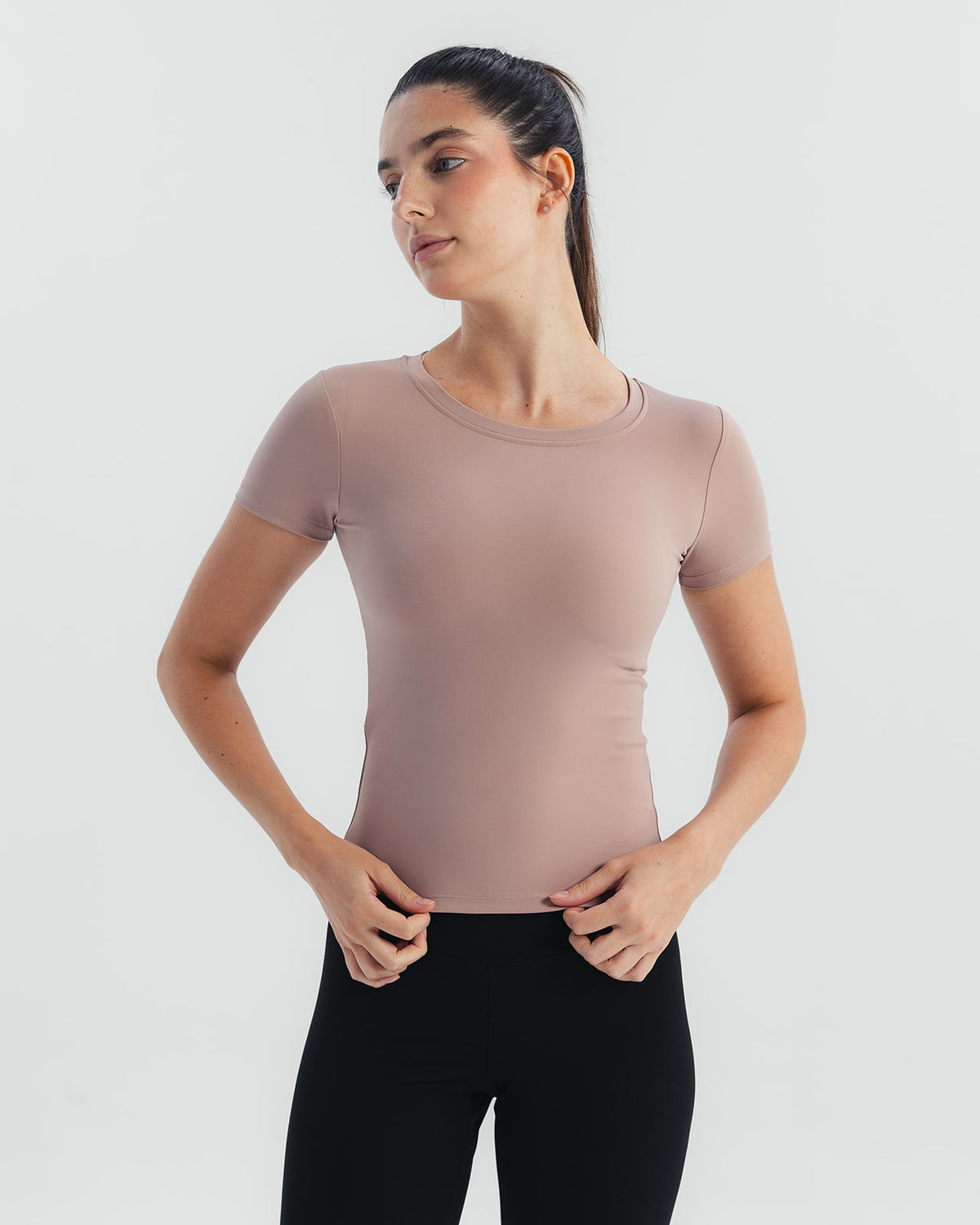 Soft Stretch Fitted T-Shirt  - Mauve Taupe