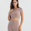 Soft Stretch Crop Fitted T-Shirt  - Mauve Taupe