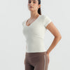Soft Stretch Piping V-Neck T-Shirt - Offwhite