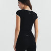Soft Stretch Piping V-Neck T-Shirt - Black