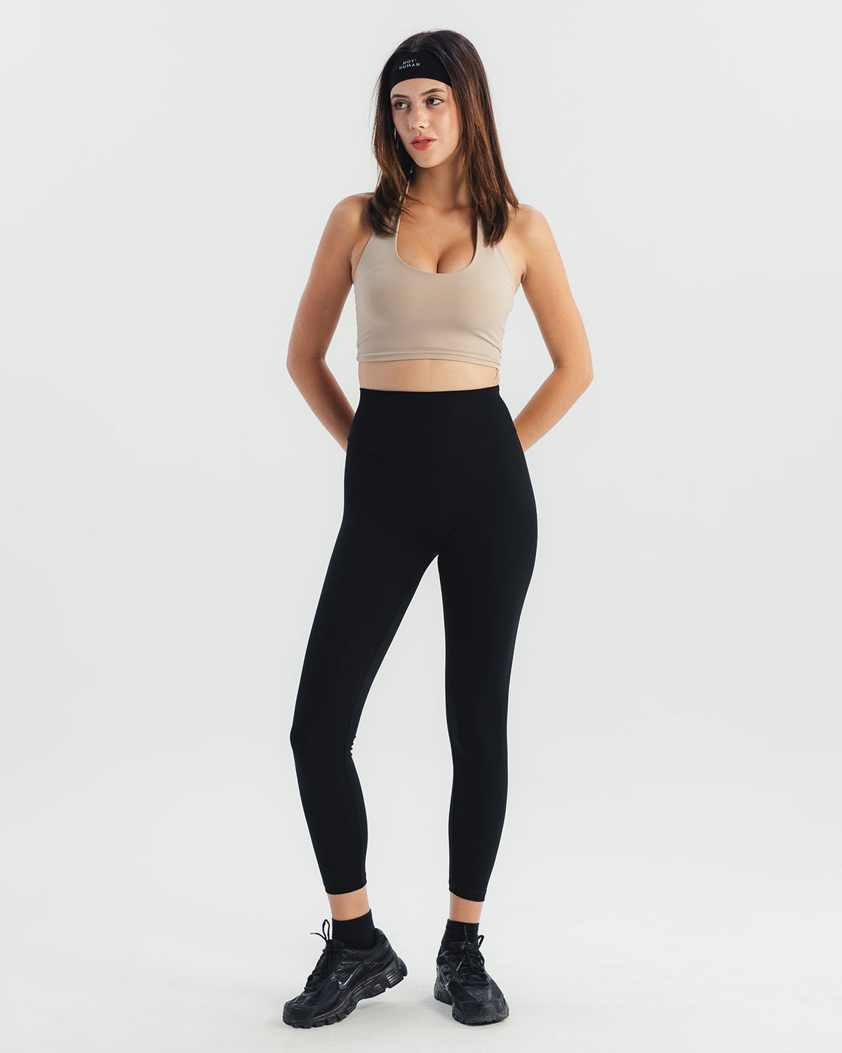High-waisted ankle-length leggings - Black