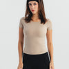 Soft Stretch Fitted T-Shirt - Beige