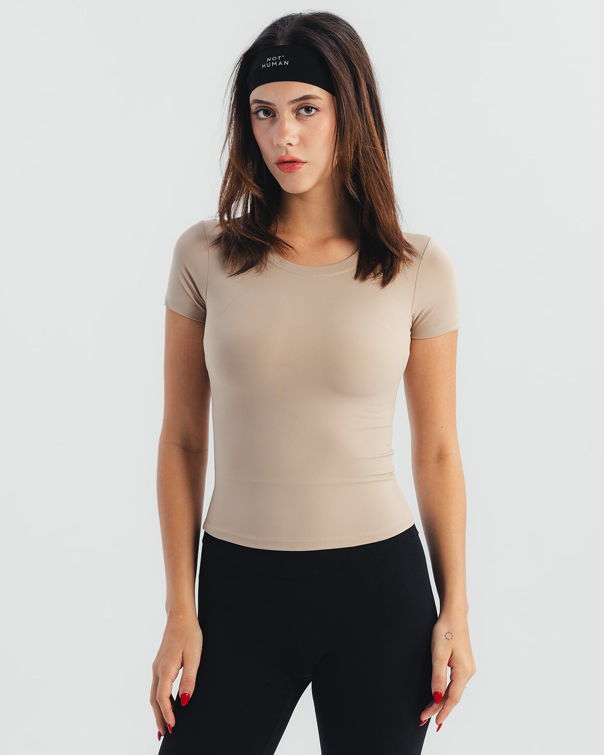 Soft Stretch Fitted T-Shirt - Beige