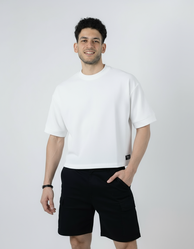BOXY-FIT textured t-shirt - White