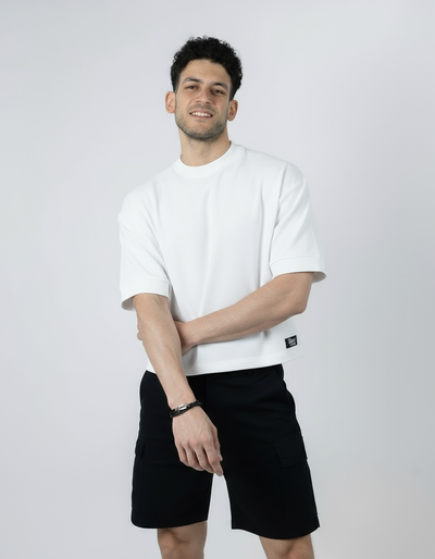 BOXY-FIT textured t-shirt - White