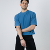 BOXY-FIT textured t-shirt - Blue