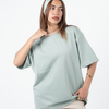 Oversized Mint T-Shirt – Contrast Beige Collar