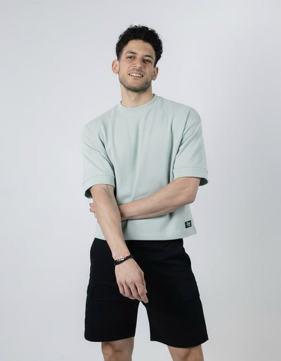 BOXY-FIT textured t-shirt - Mint