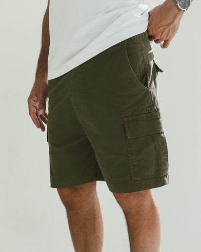 Gabardine Cargo Relaxed Shorts – Olive