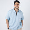 ZIP-UP POLO SHIRT Baby blue