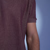Mixed Knit Relaxed T-shirt - Burgundy