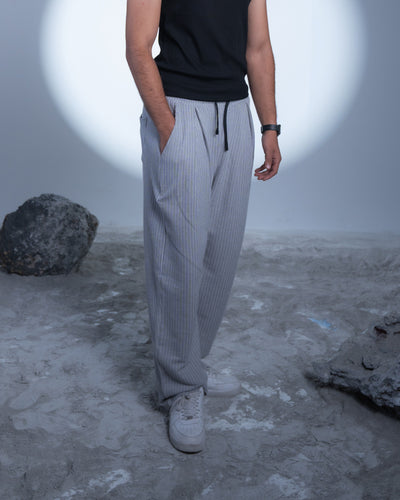 Balloon Fit 2 tucked  Pants - Striped Grey