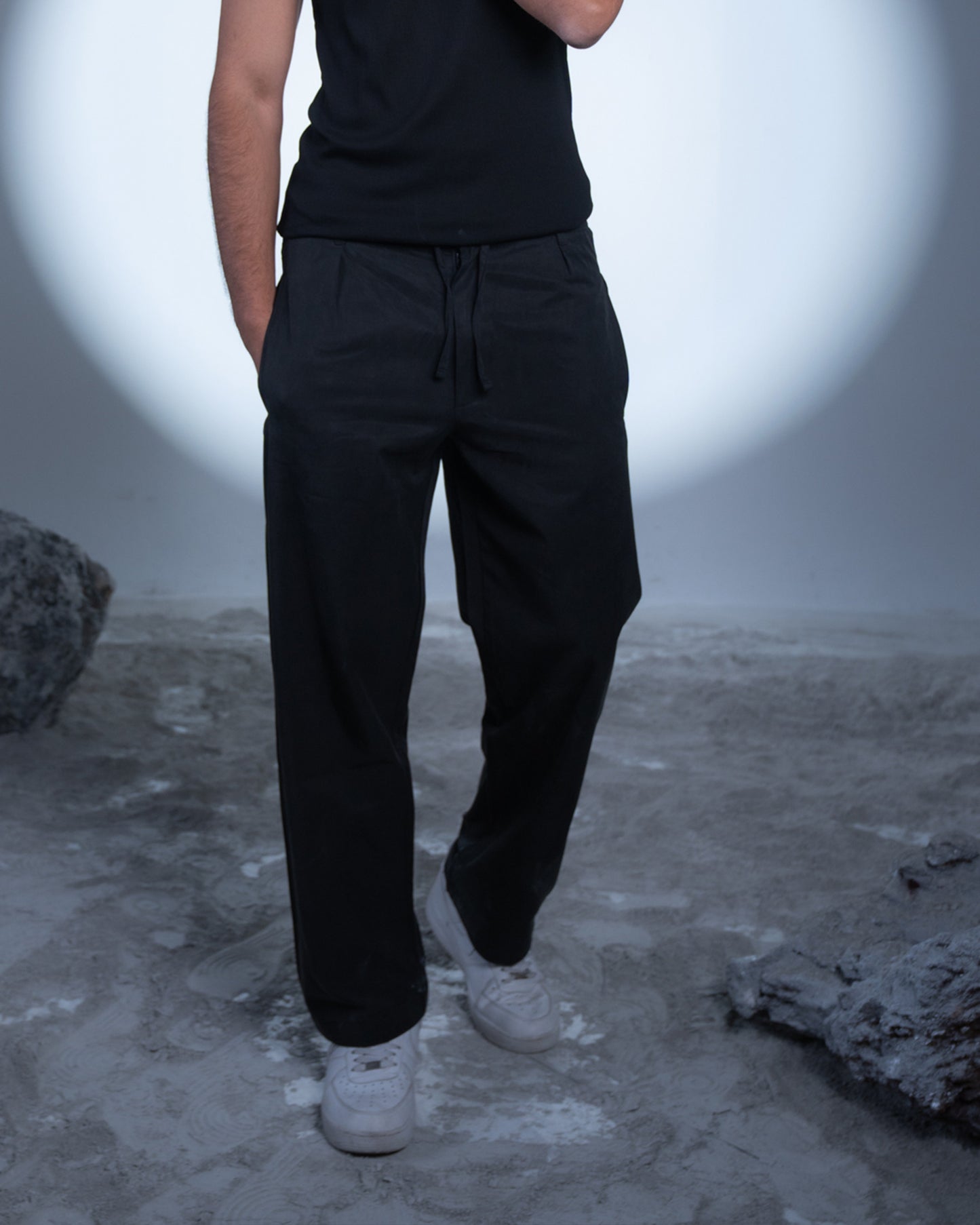 Linen Relaxed Pants - Black