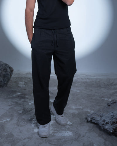 Linen Relaxed Pants - Black