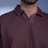 Mixed Knit Relaxed Polo - Burgundy