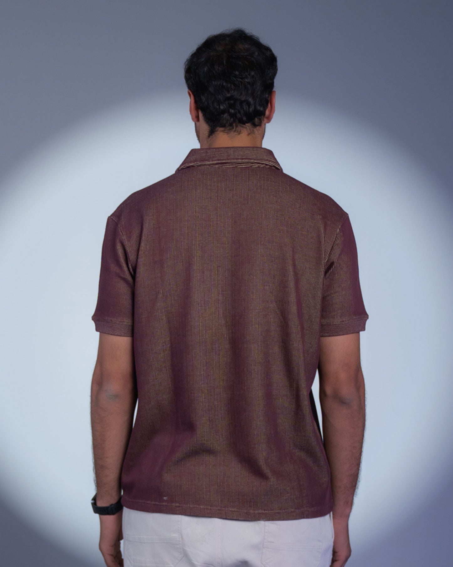 Mixed Knit Relaxed Polo - Burgundy