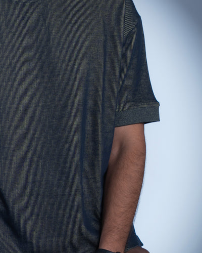 Mixed Knit Relaxed Polo - Dark Navy