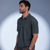Mixed Knit Relaxed Polo - Dark Navy