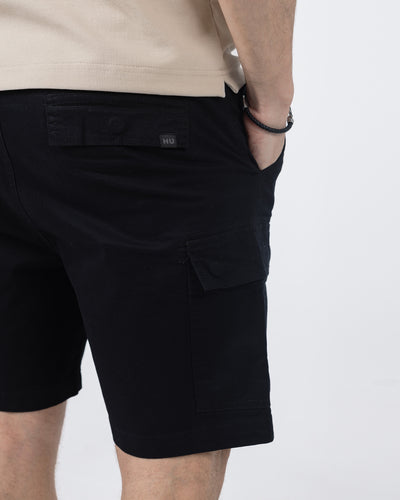 Gabardine Cargo Relaxed Shorts – Black
