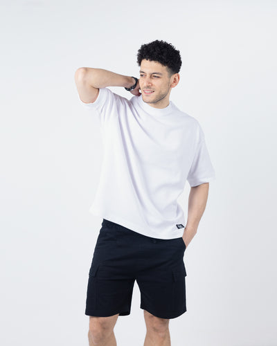 Gabardine Cargo Relaxed Shorts – Black