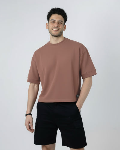 BOXY-FIT textured t-shirt - Rust