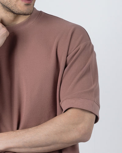 BOXY-FIT textured t-shirt - Rust