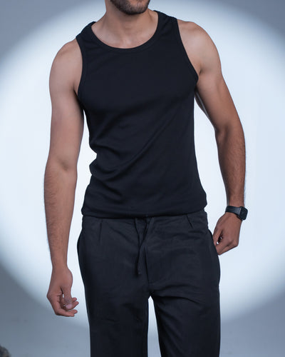 Core Ribbed Tank Top – Black