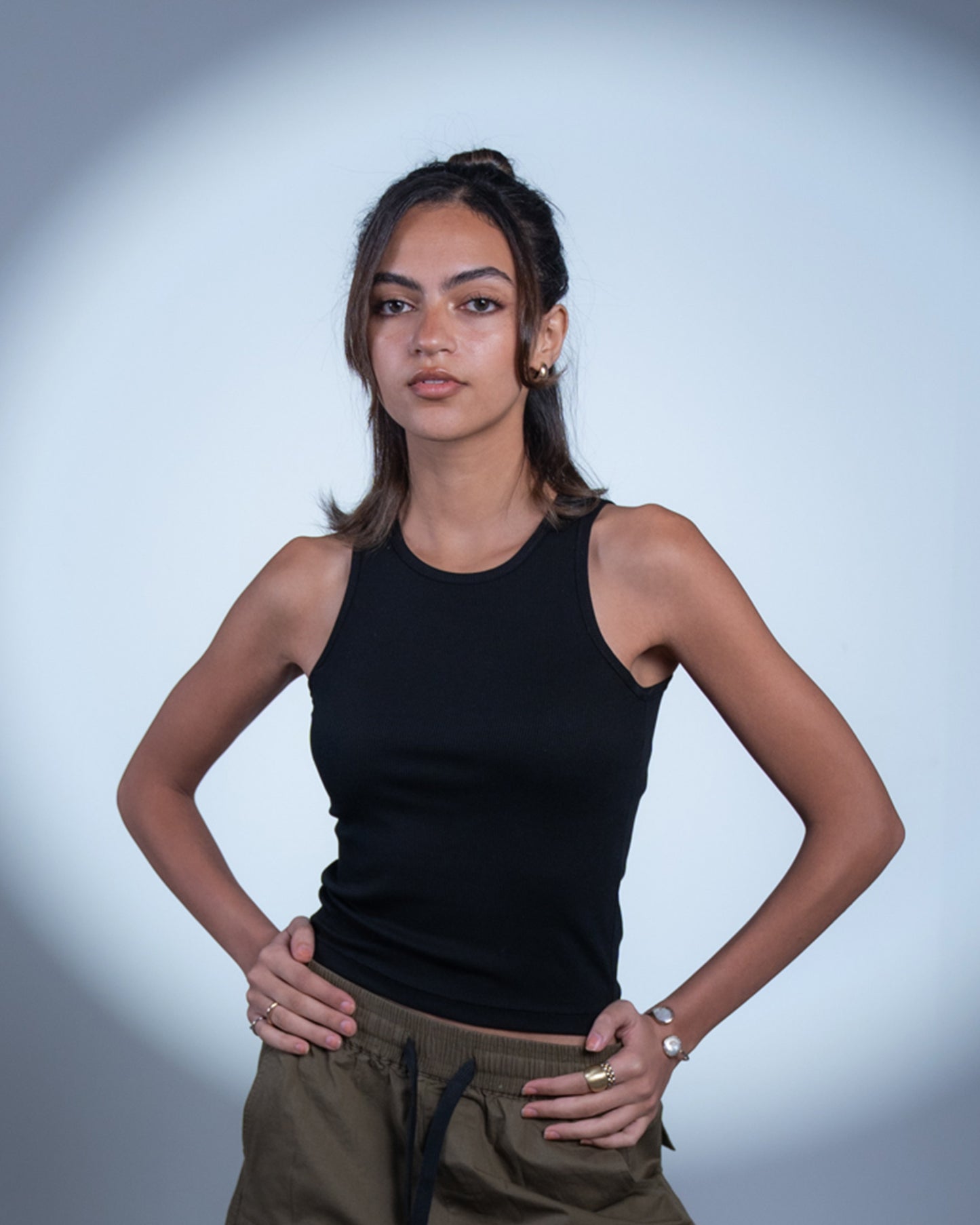 Core Ribbed Tank Top – Black