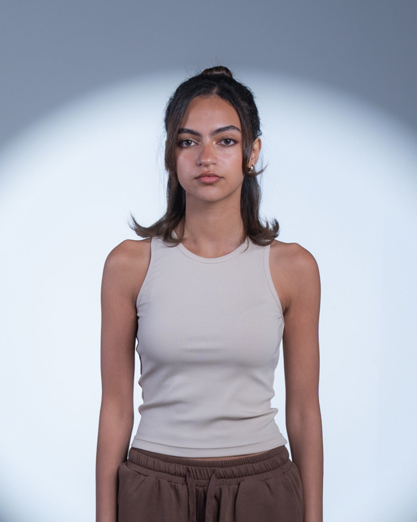 Core Ribbed Tank Top – Beige