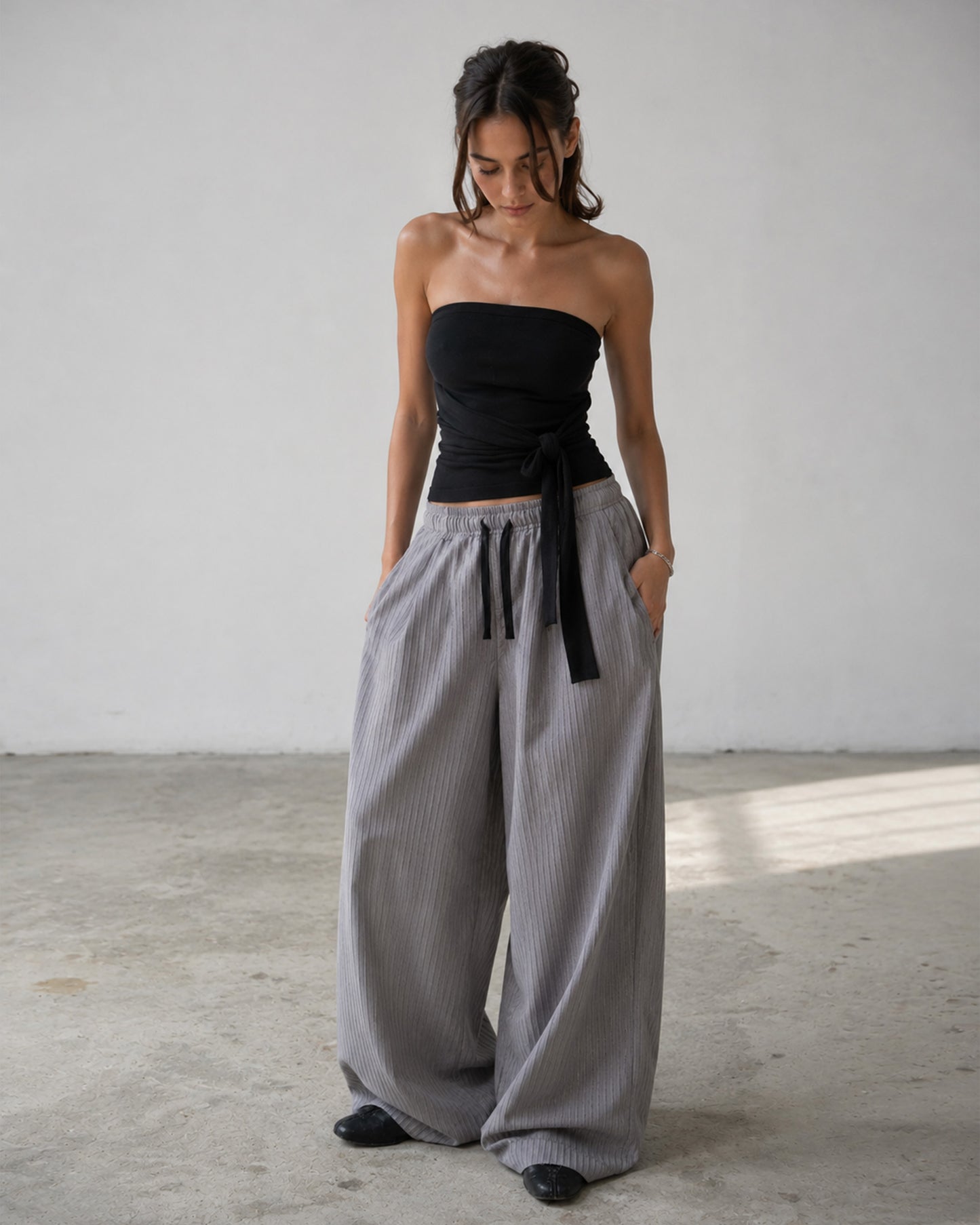 Tie-Front Tube Top – Black