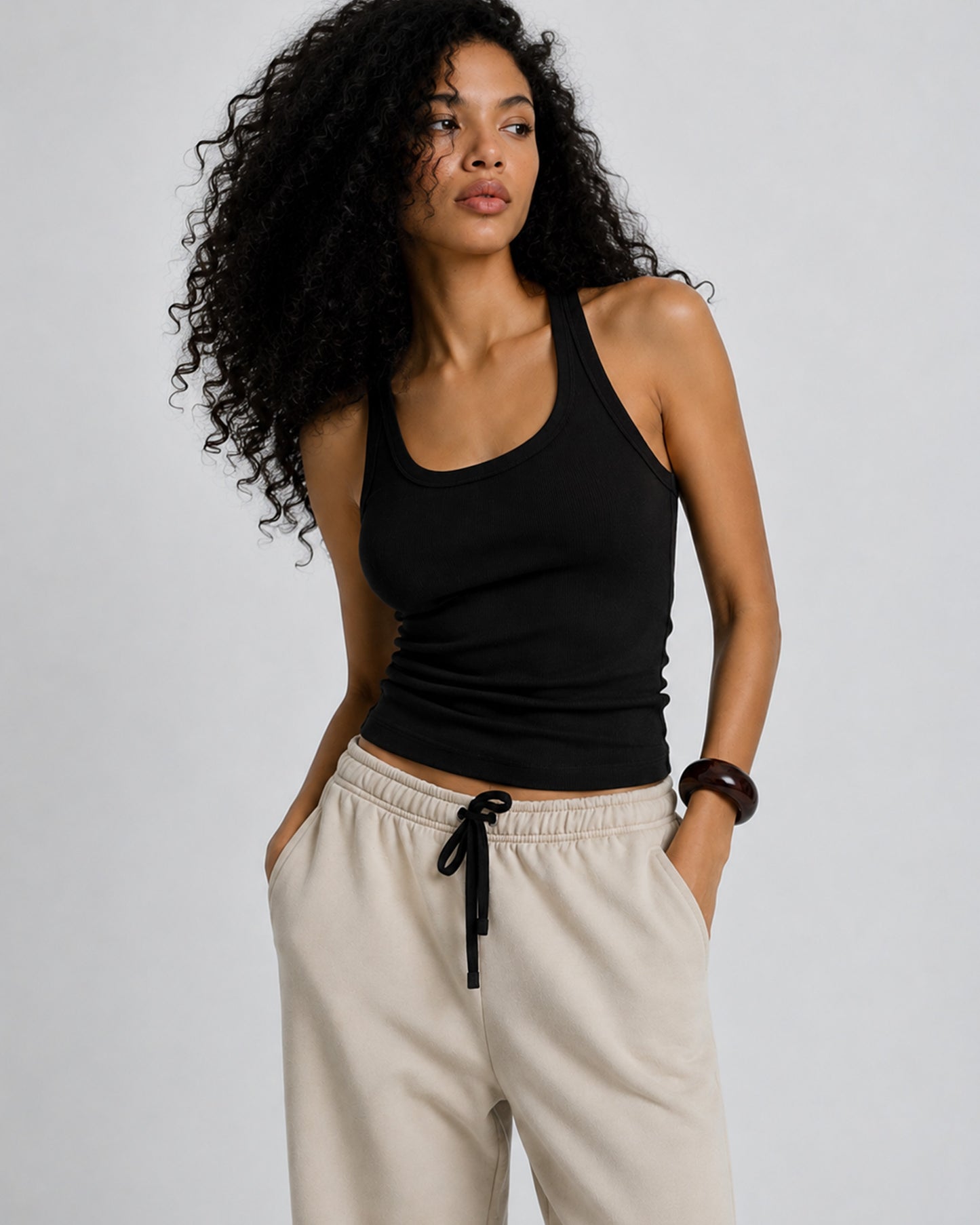Ribbed vest top – Black