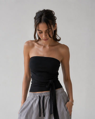 Tie-Front Tube Top – Black