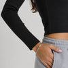 Core Ribbed V-Neck Long Sleeve - Black