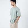 Oversized Mint T-Shirt – Contrast Beige Collar