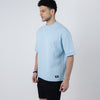 BOXY-FIT textured t-shirt - Dusty Blue