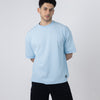 BOXY-FIT textured t-shirt - Dusty Blue