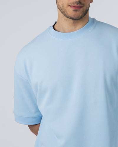 BOXY-FIT textured t-shirt  - Dusty Blue