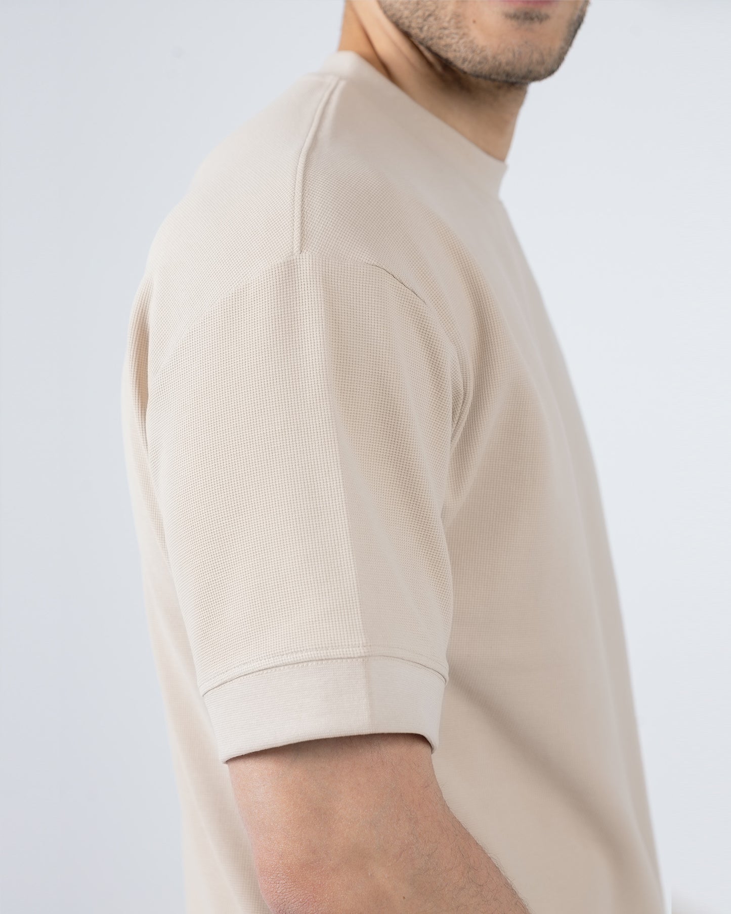 BOXY-FIT textured t-shirt - Beige