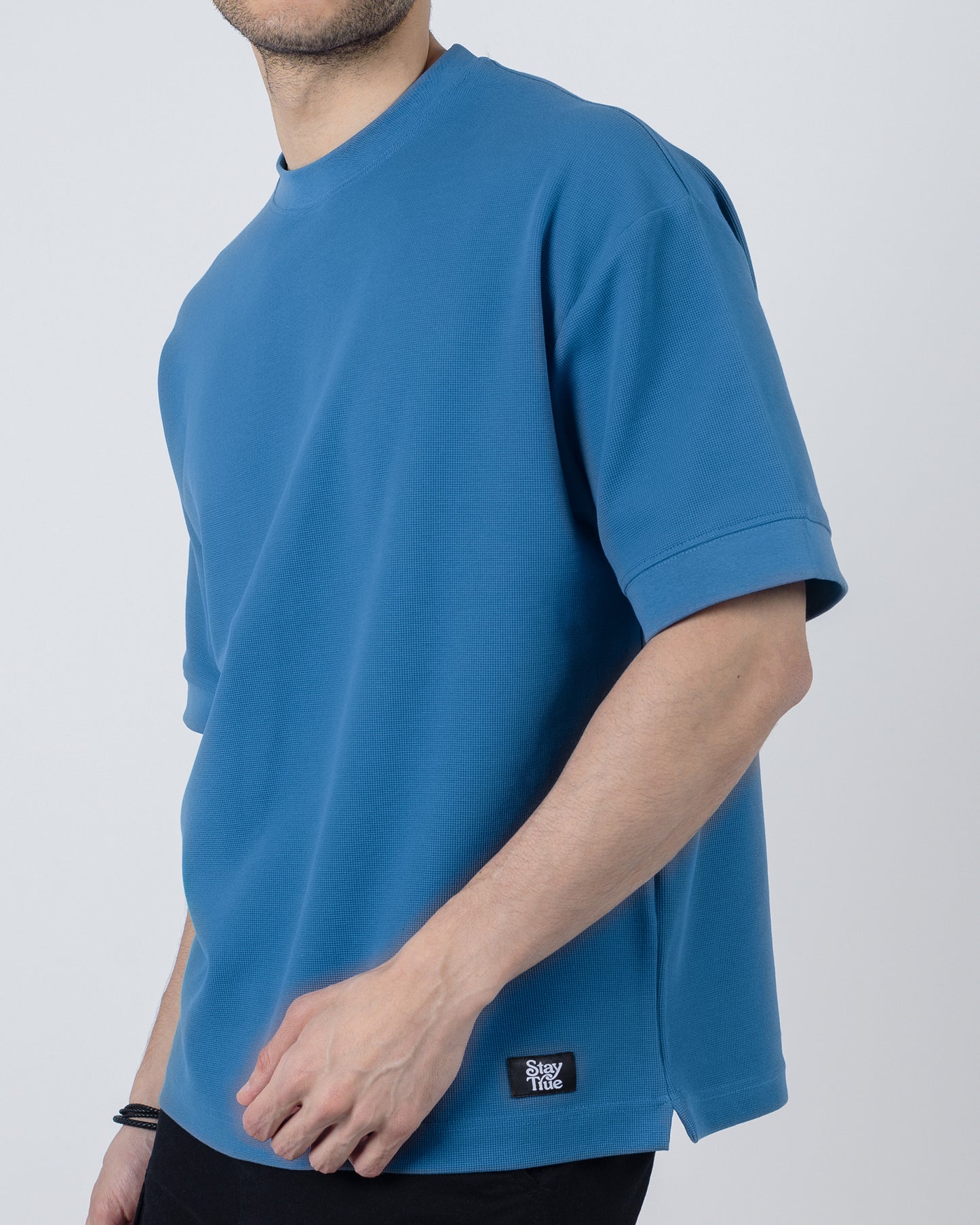 BOXY-FIT textured t-shirt - Blue