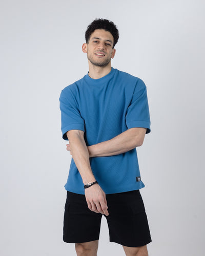 BOXY-FIT textured t-shirt - Blue
