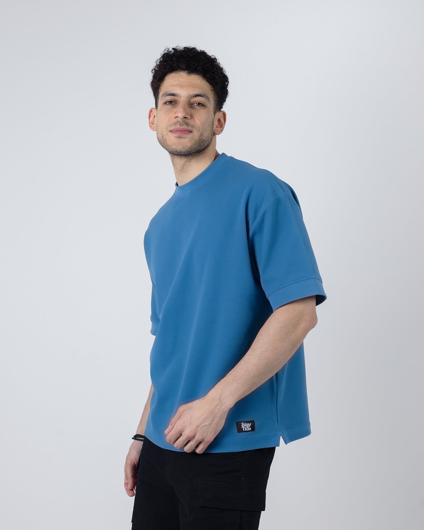 BOXY-FIT textured t-shirt - Blue
