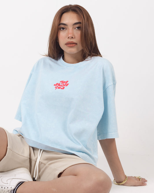 ACWD Cropped T-shirt Loose Boxy – Baby Blue "Eh ELGAMAL DA!"