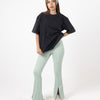 Ribbed Flare Pants with Front Leg Split- MINT
