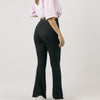 Ribbed Flare Pants with Front Leg Split- Black
