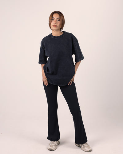 Ribbed Flare Pants Black