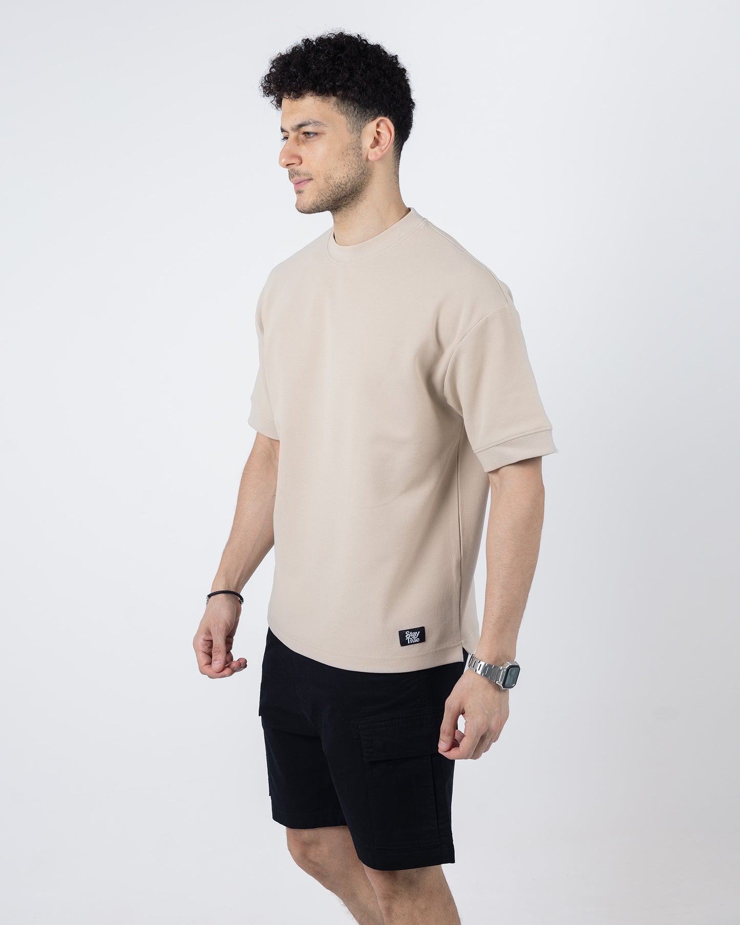 BOXY-FIT textured t-shirt - Beige