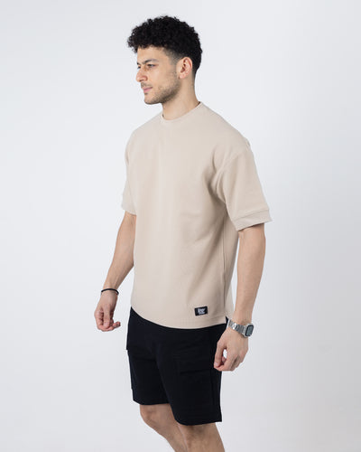BOXY-FIT textured t-shirt - Beige