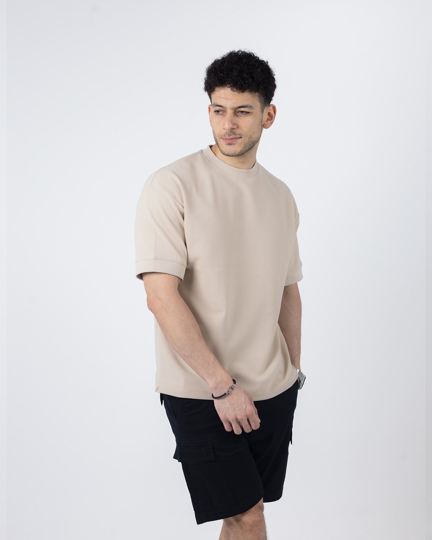 BOXY-FIT textured t-shirt - Beige