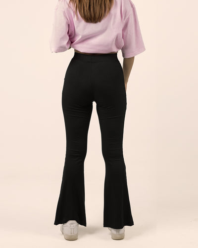 Ribbed Flare Pants BLACK